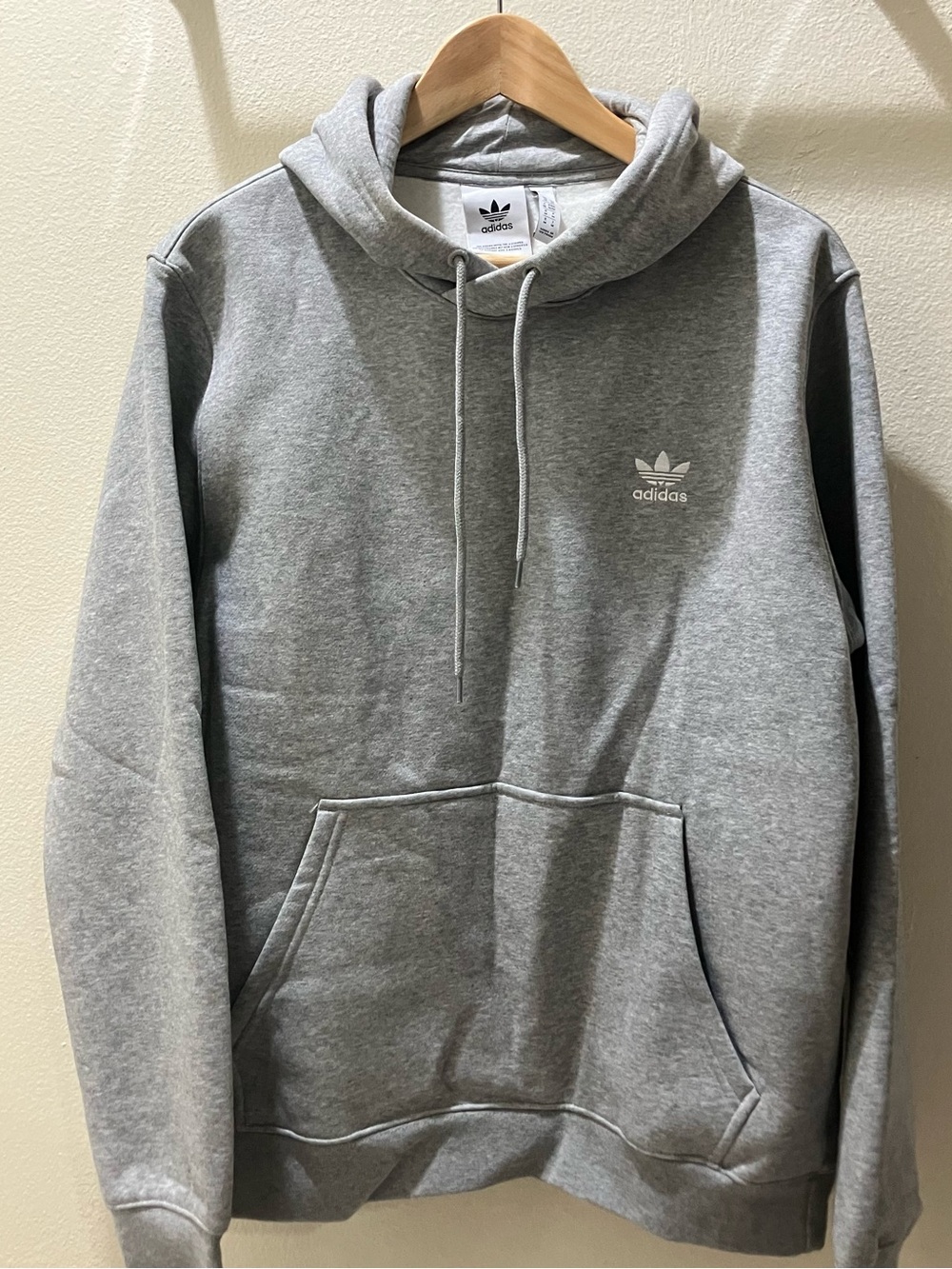 💗🍃 Adidas Trefoil Hoodie Light Heather Gray Unisex